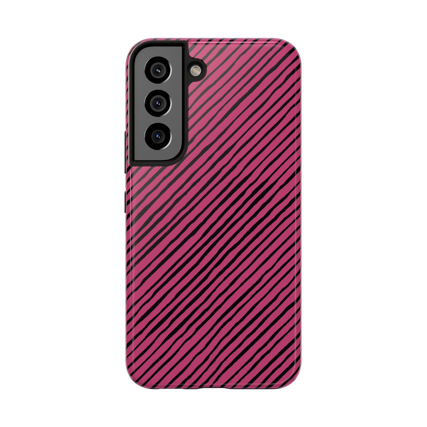 Quirky Bias Stripe Magenta / Black Phone Case