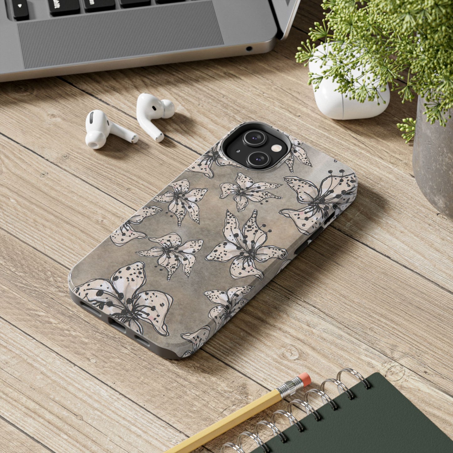 Spotted Lilies Gray Phone Case