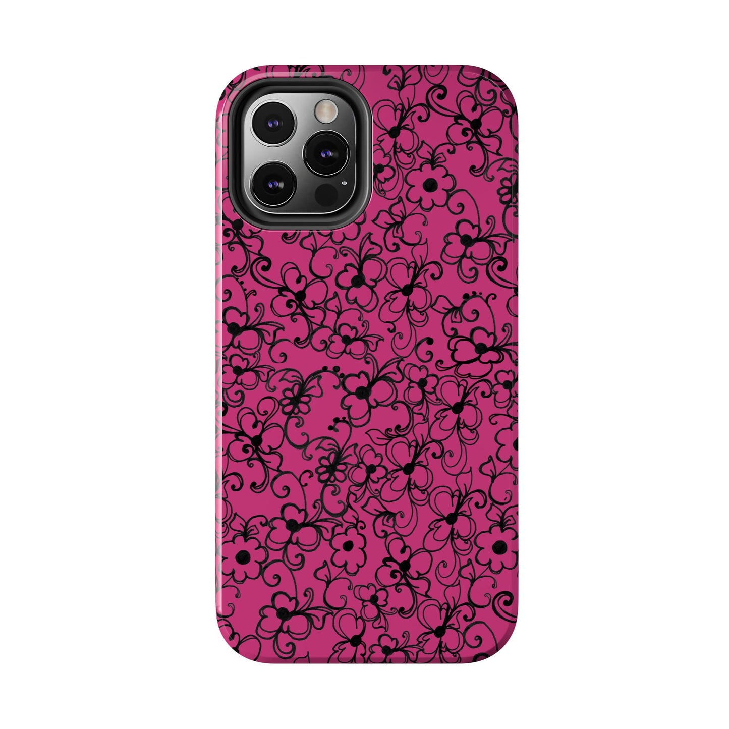 Daisy Jungle Pink / Black Phone Case