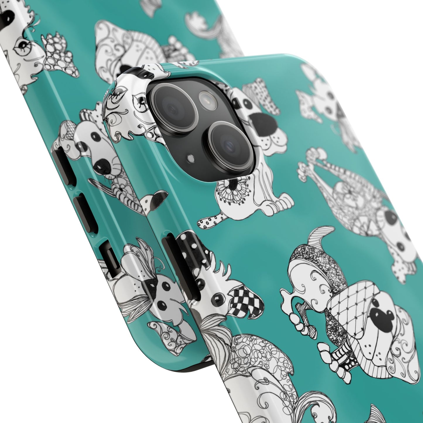 Doodle Dogs Turquoise Phone Case