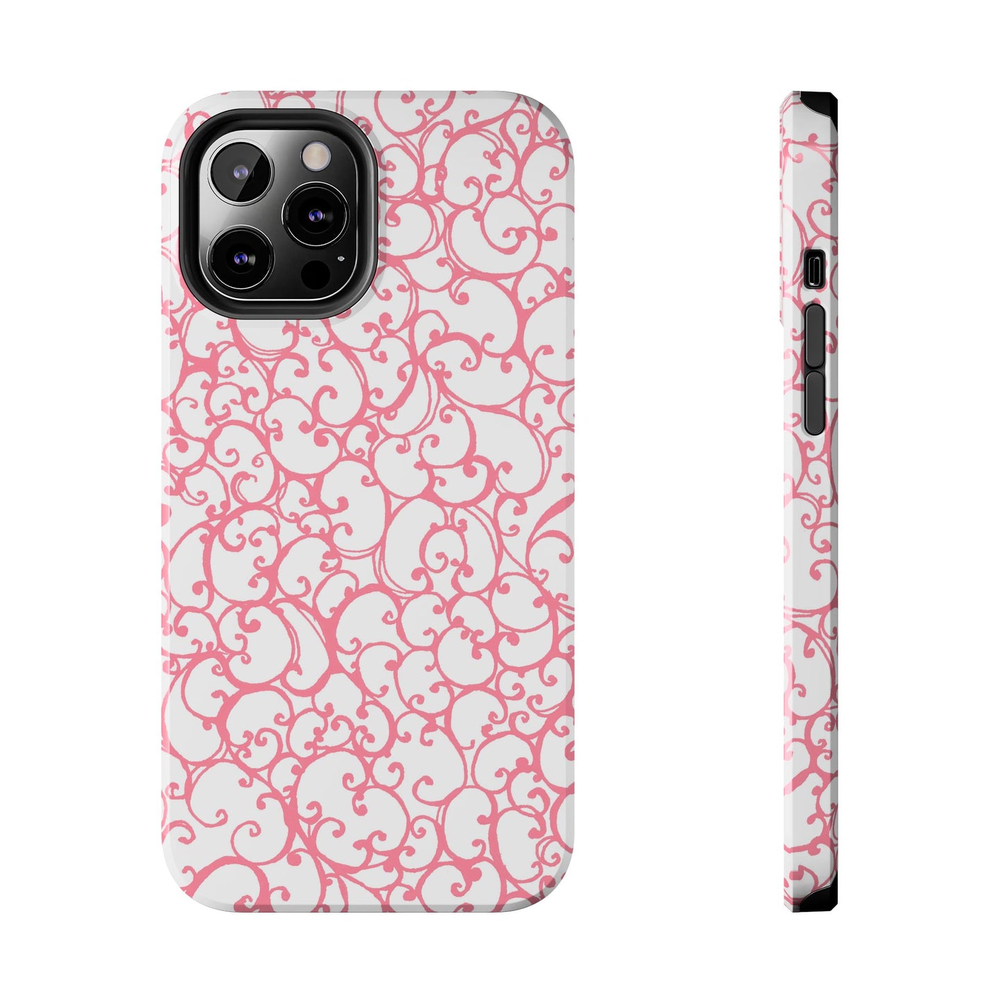 Scrollie White / Pink Phone Case