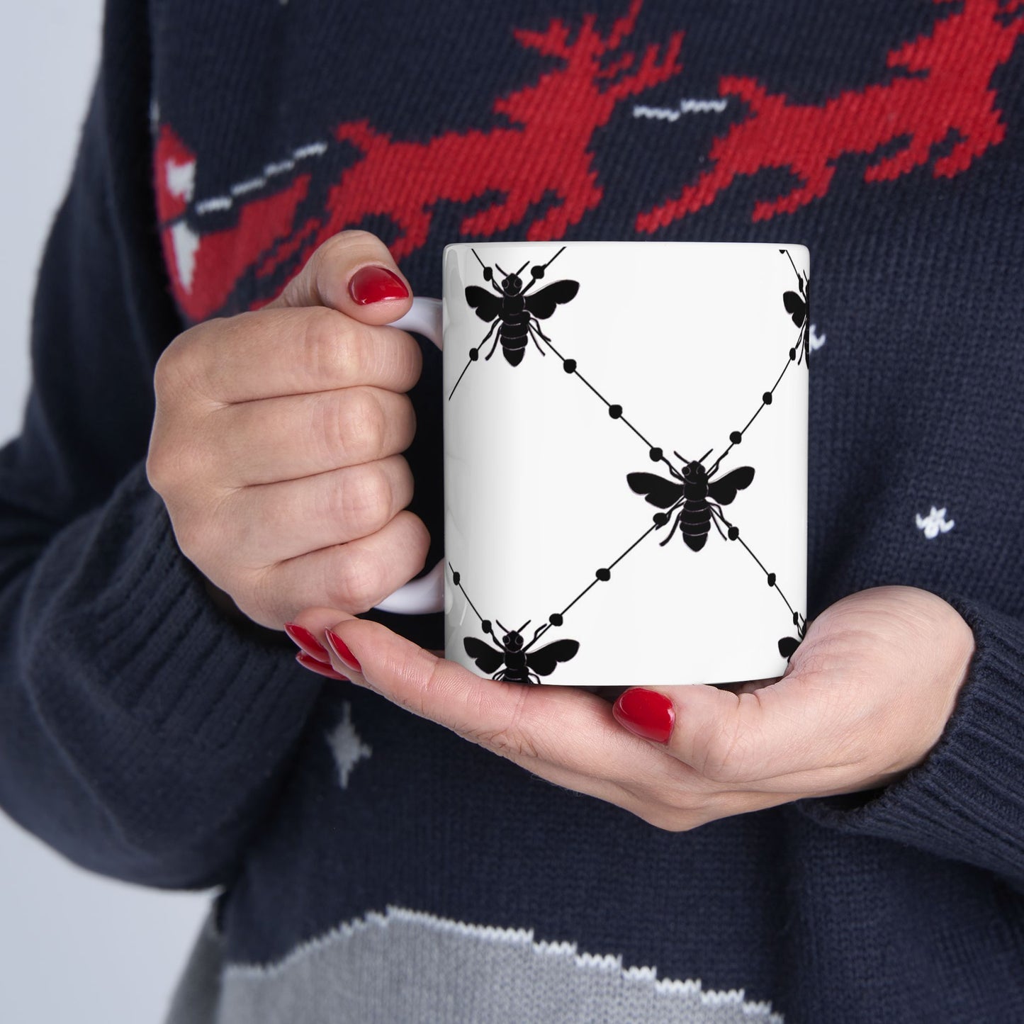 Beaded Bees White Cup