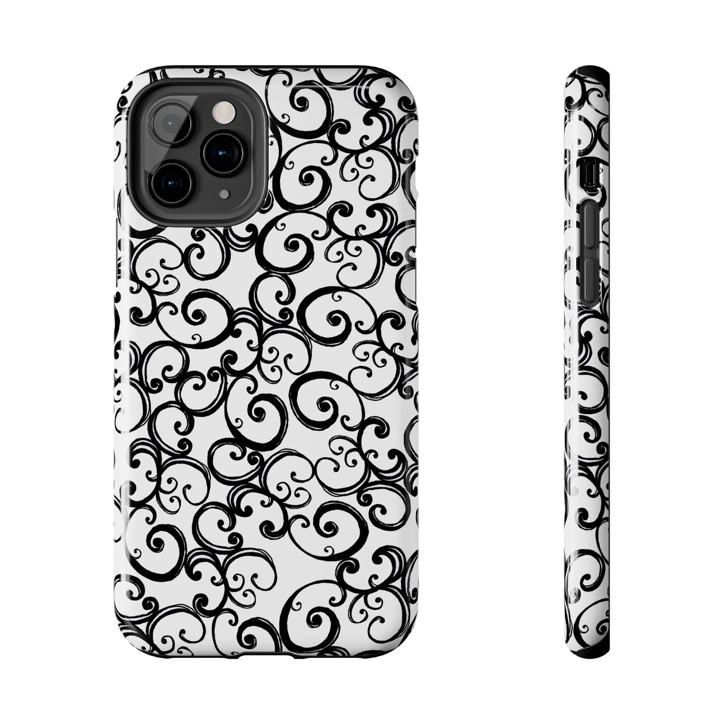 Curls White / Black Phone Case