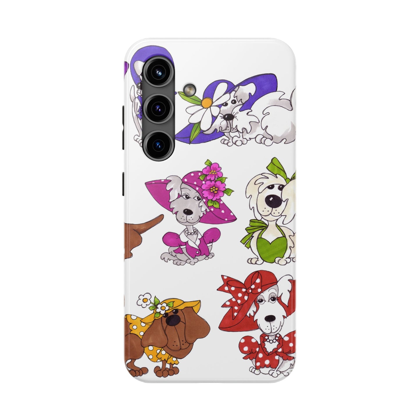 Fancy Dog Line Up White Phone Case