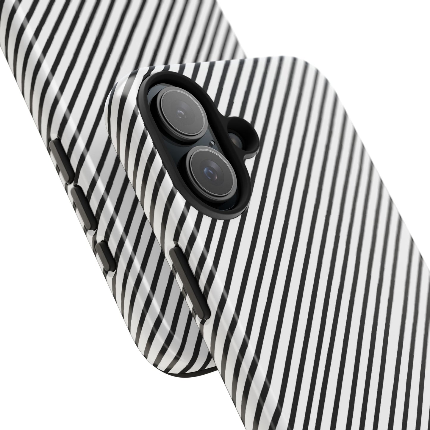 Diagonal Stripe White / Black Phone Case