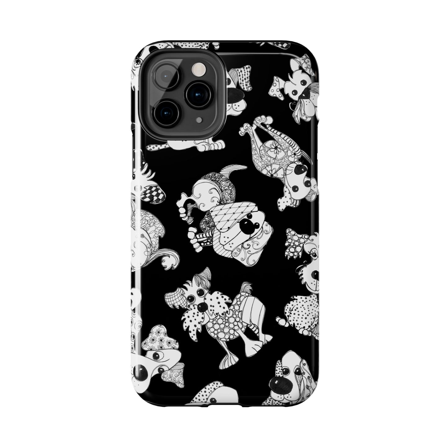 Doodle Dogs Black Phone Case