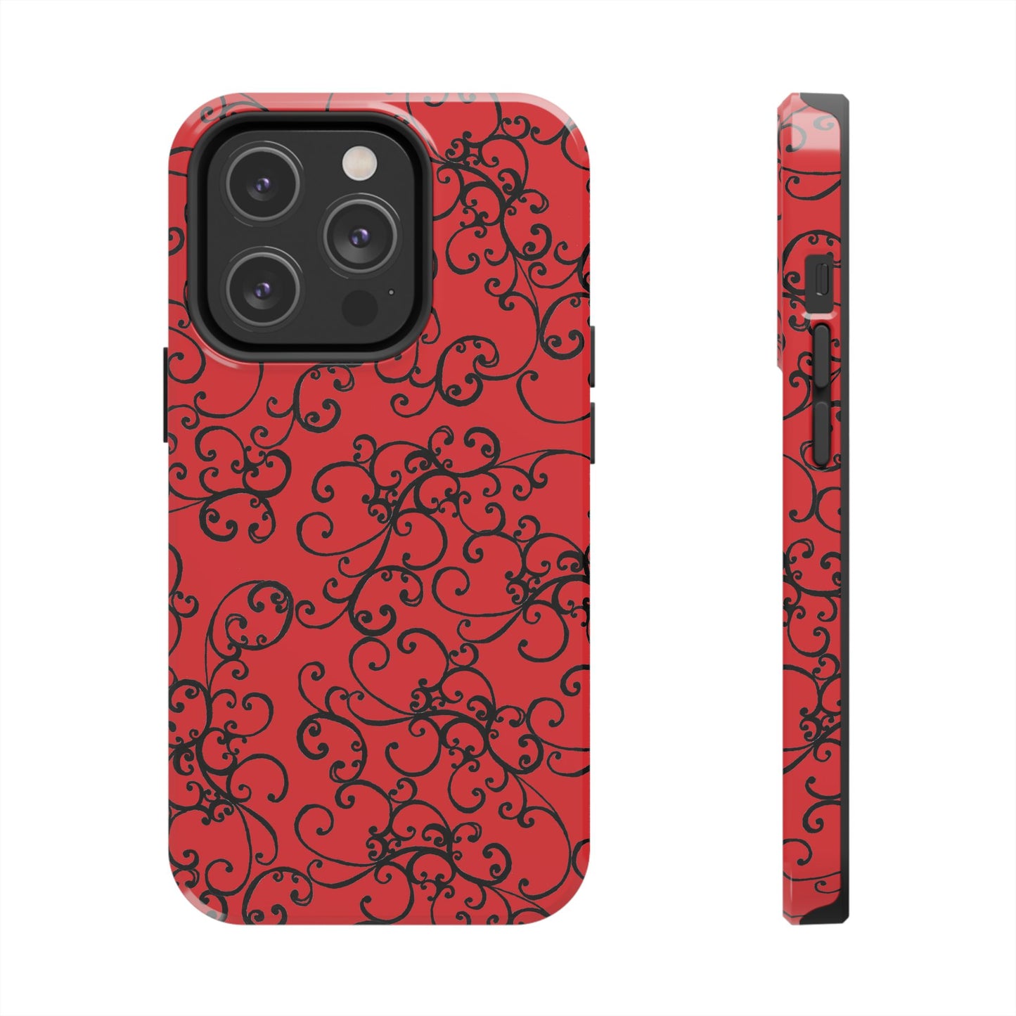 Elegant Scroll Red / Black Phone Case