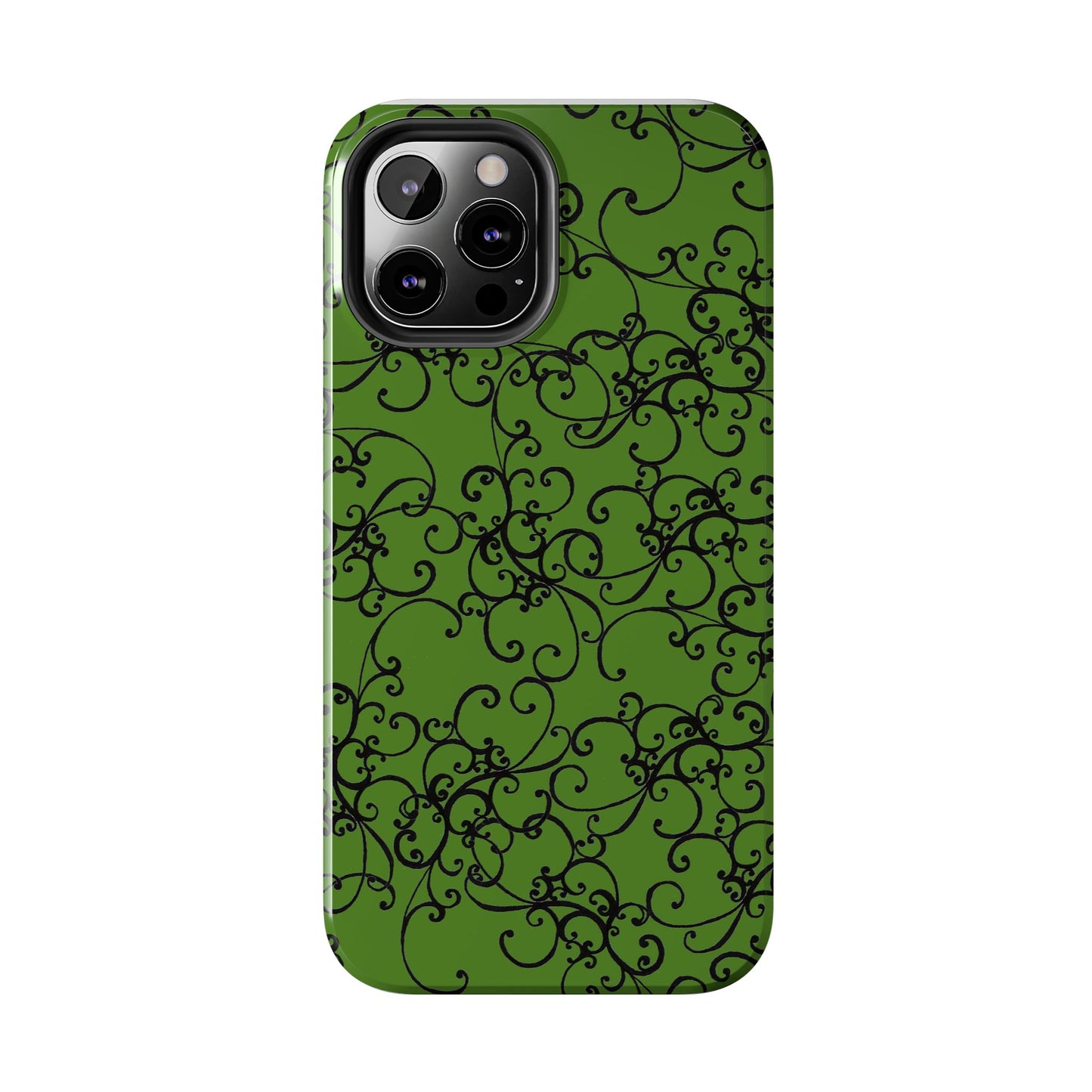 Elegant Scroll Green / Black Phone Case