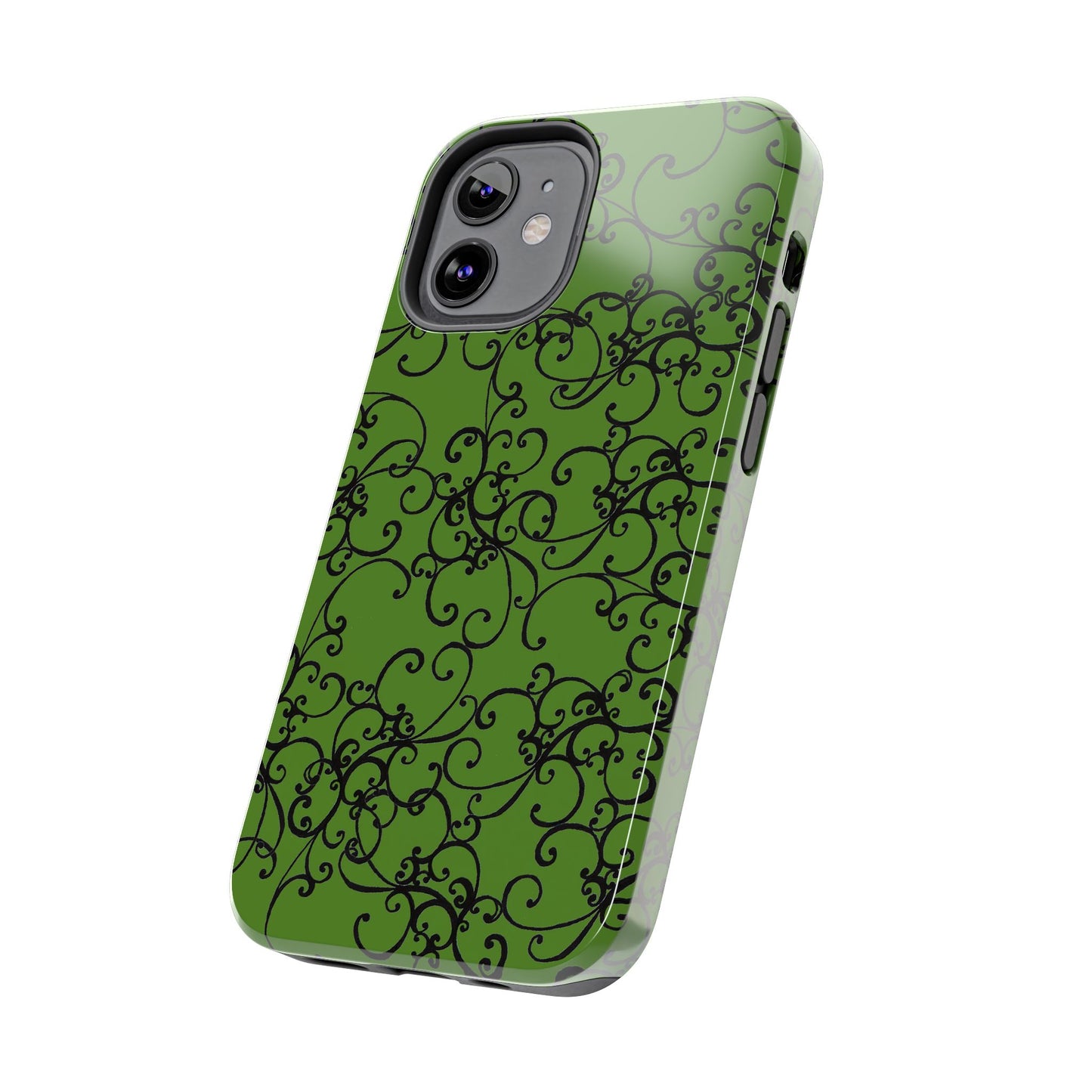 Elegant Scroll Green / Black Phone Case