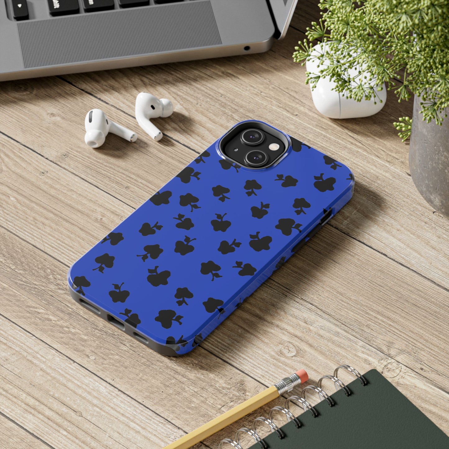 Happy Apples Blue / Black Phone Case