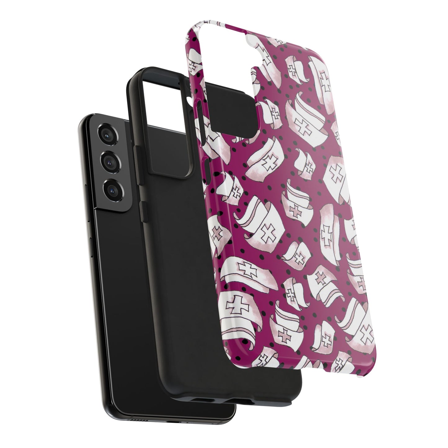 Med Hats Burgundy / Black Phone Case