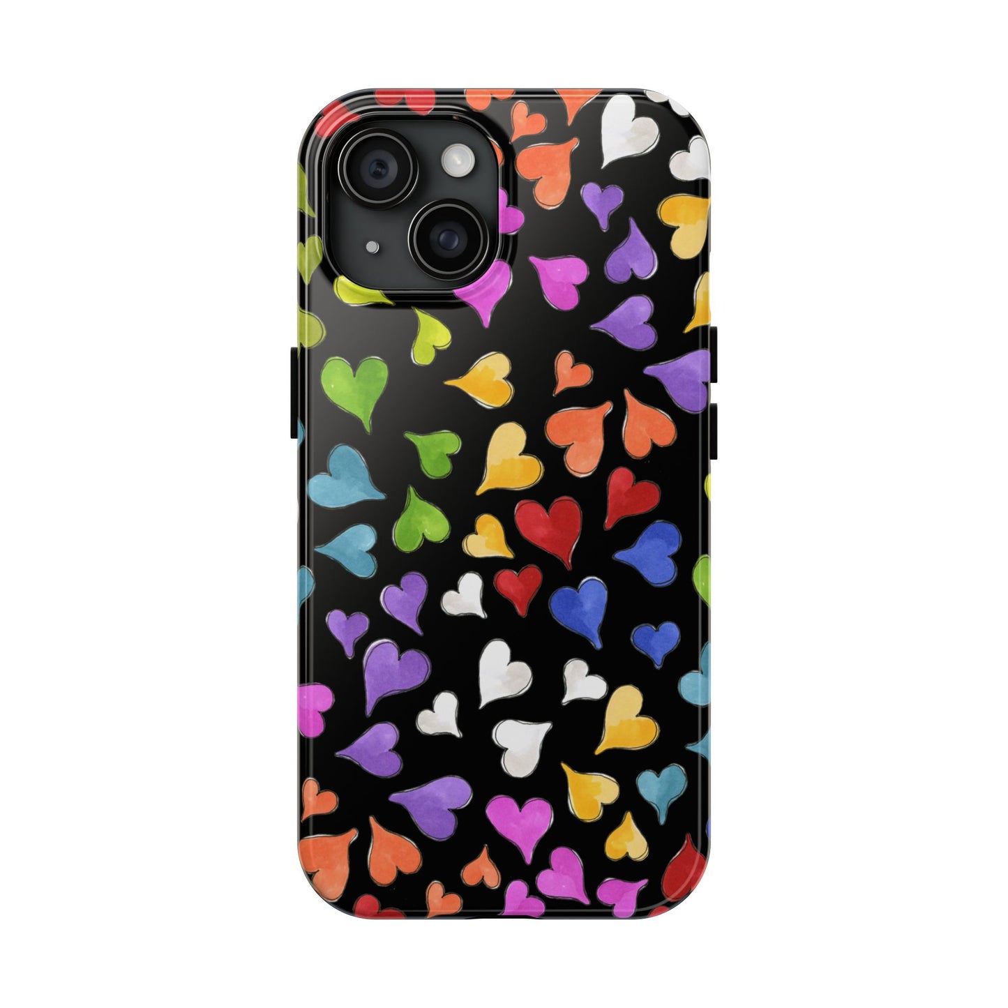 Happy Hearts Black Phone Case
