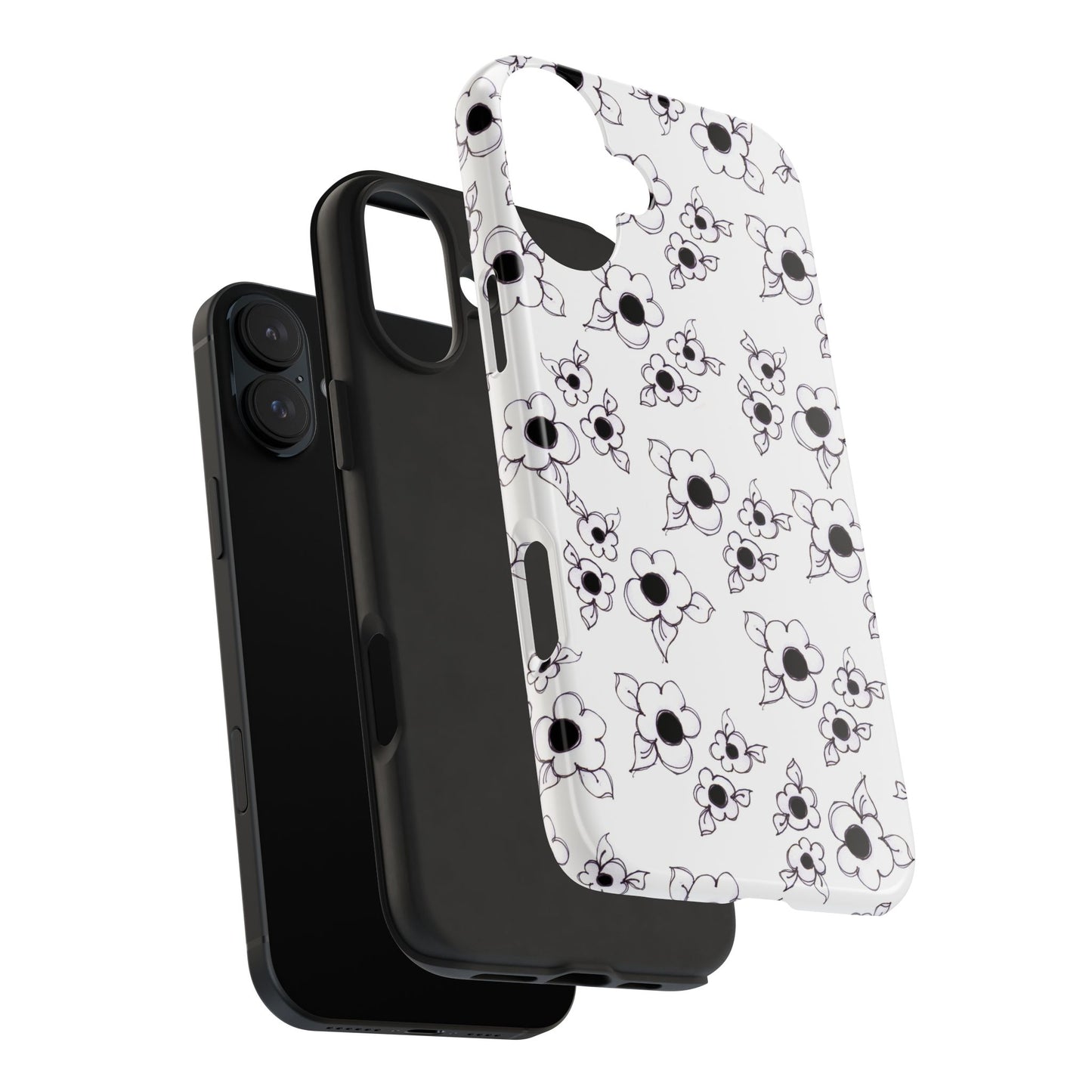 Daisy Cluster White / Black Phone Case