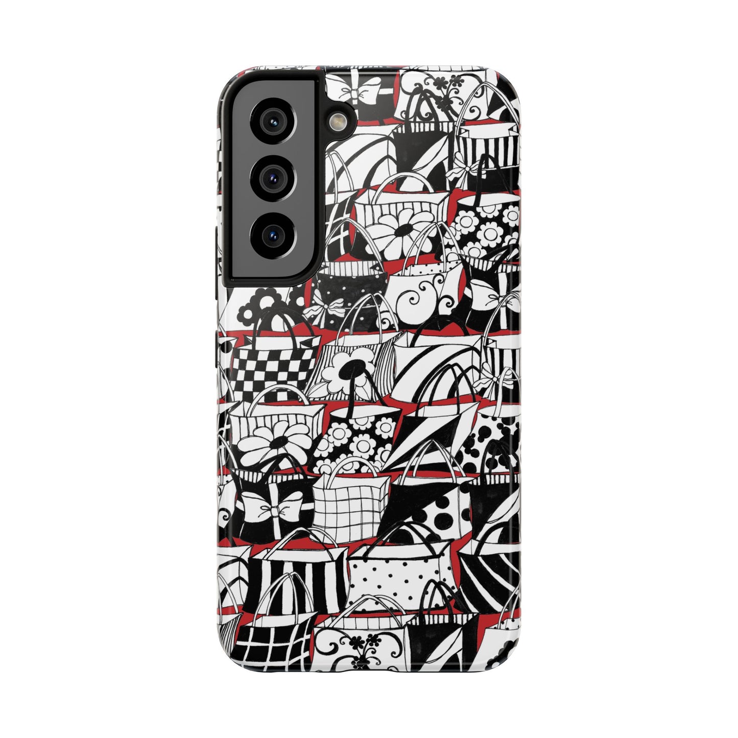 Totally Black, White & Red Phone Case