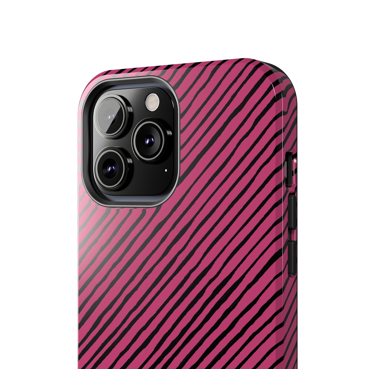 Quirky Bias Stripe Magenta / Black Phone Case