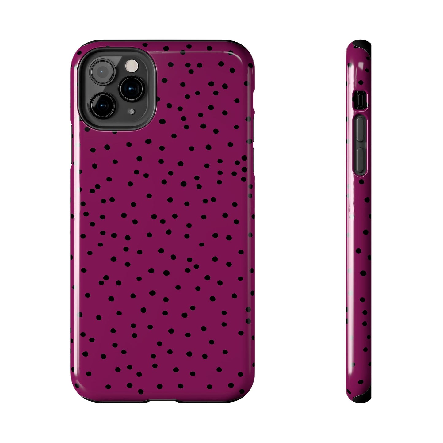 Dinky Dots Burgundy / Black Phone Case