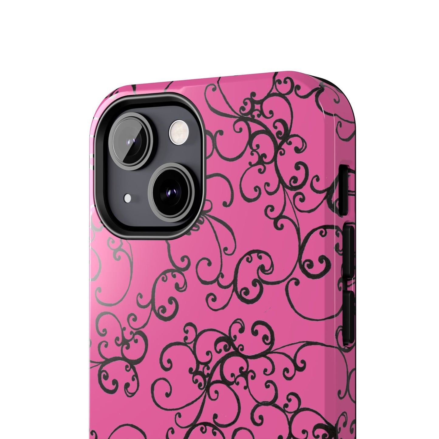 Elegant Scroll Pink / Black Phone Case