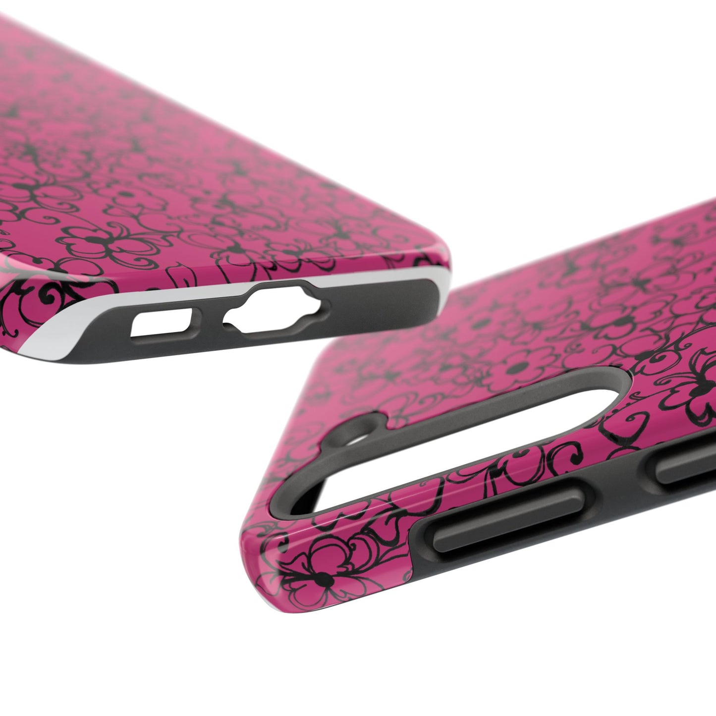Daisy Jungle Pink / Black Phone Case