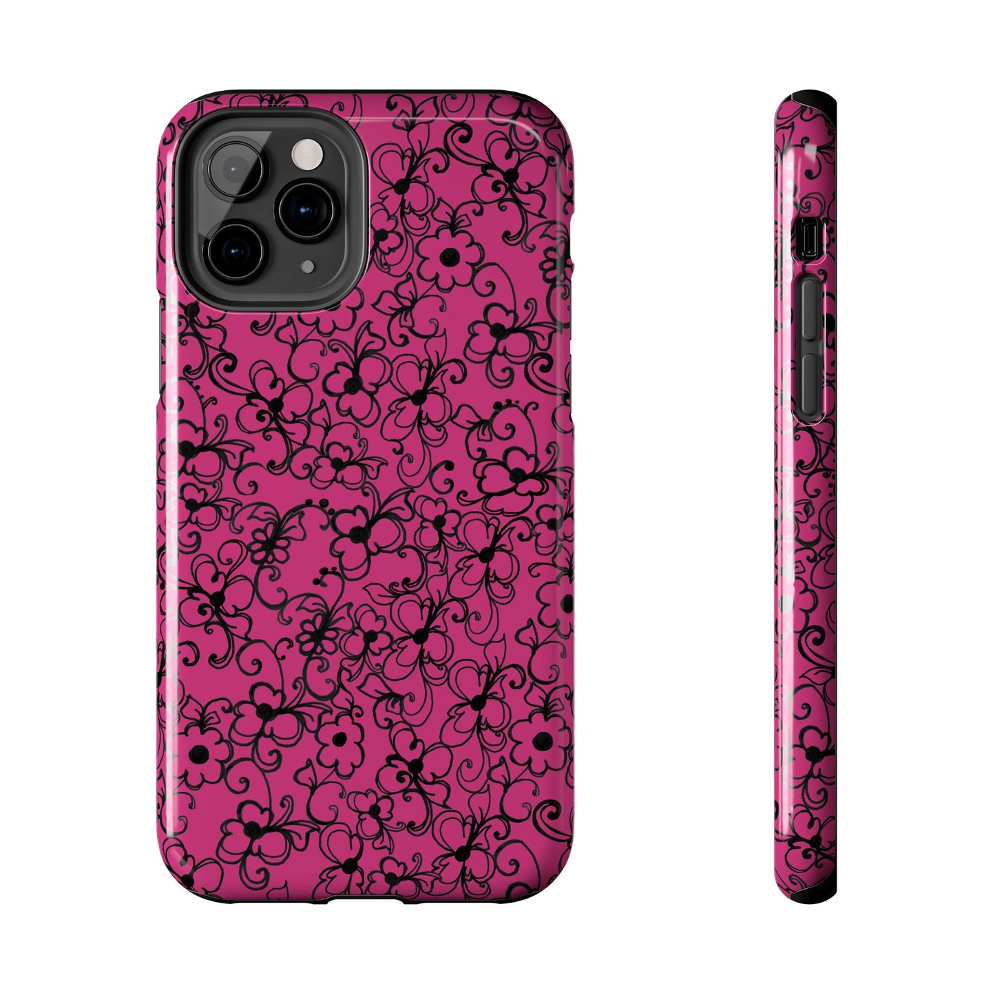 Daisy Jungle Pink / Black Phone Case
