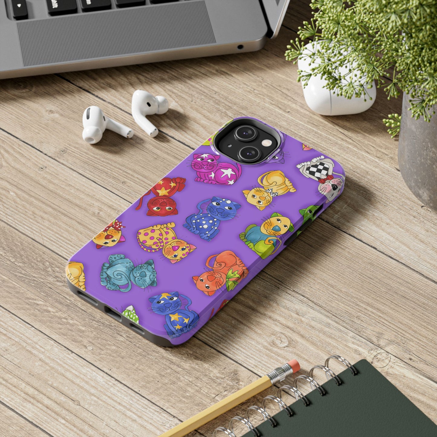Tossed Happy Cats Purple Phone Case