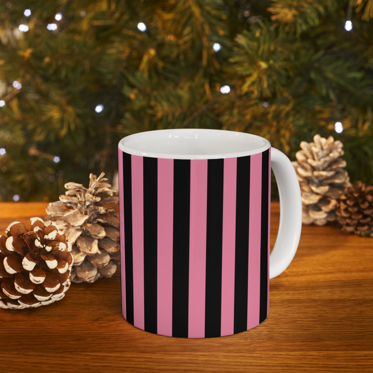 Vertical Stripe Pink / Black Cup