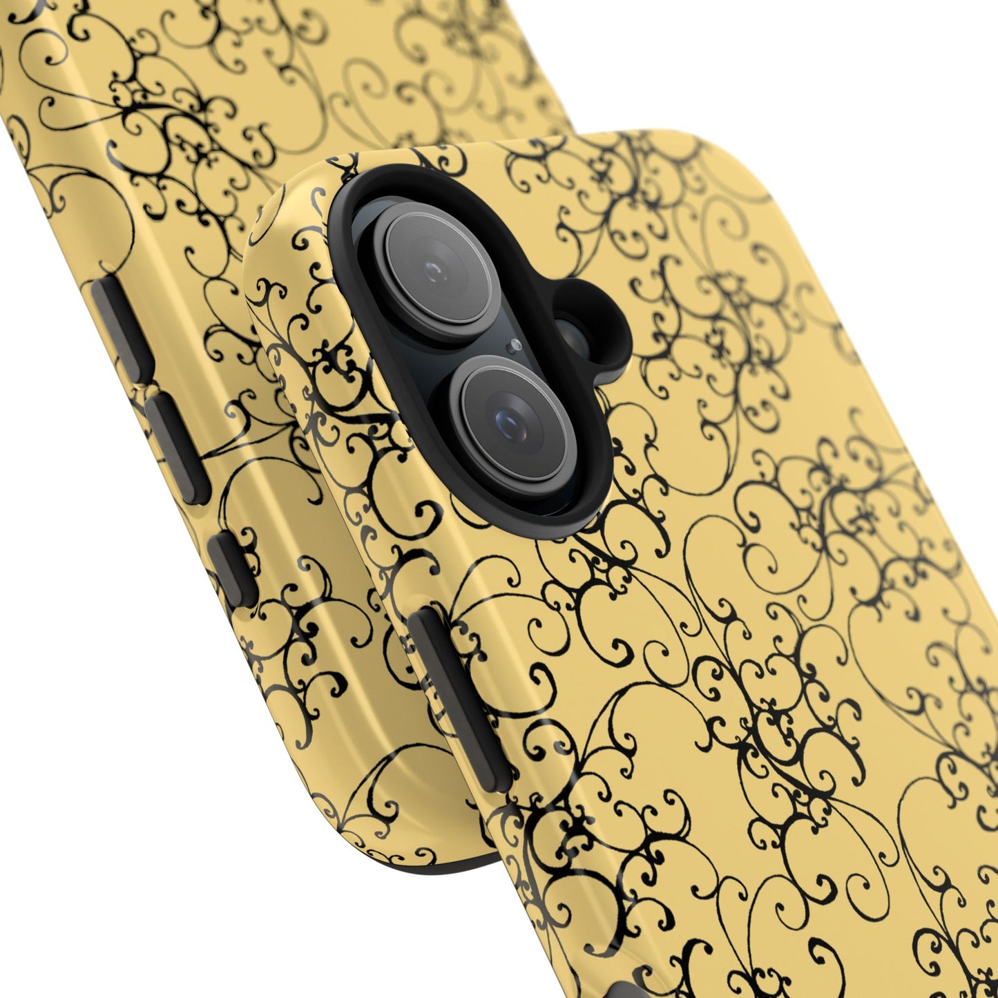 Elegant Scroll Yellow / Black Phone Case