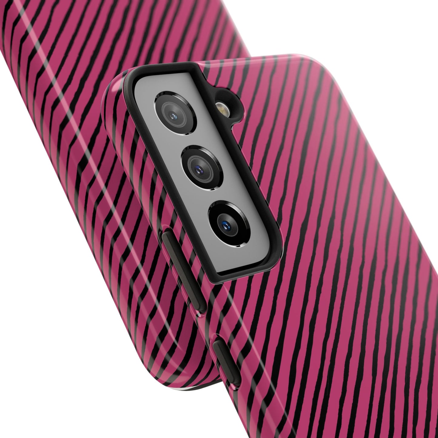Quirky Bias Stripe Magenta / Black Phone Case