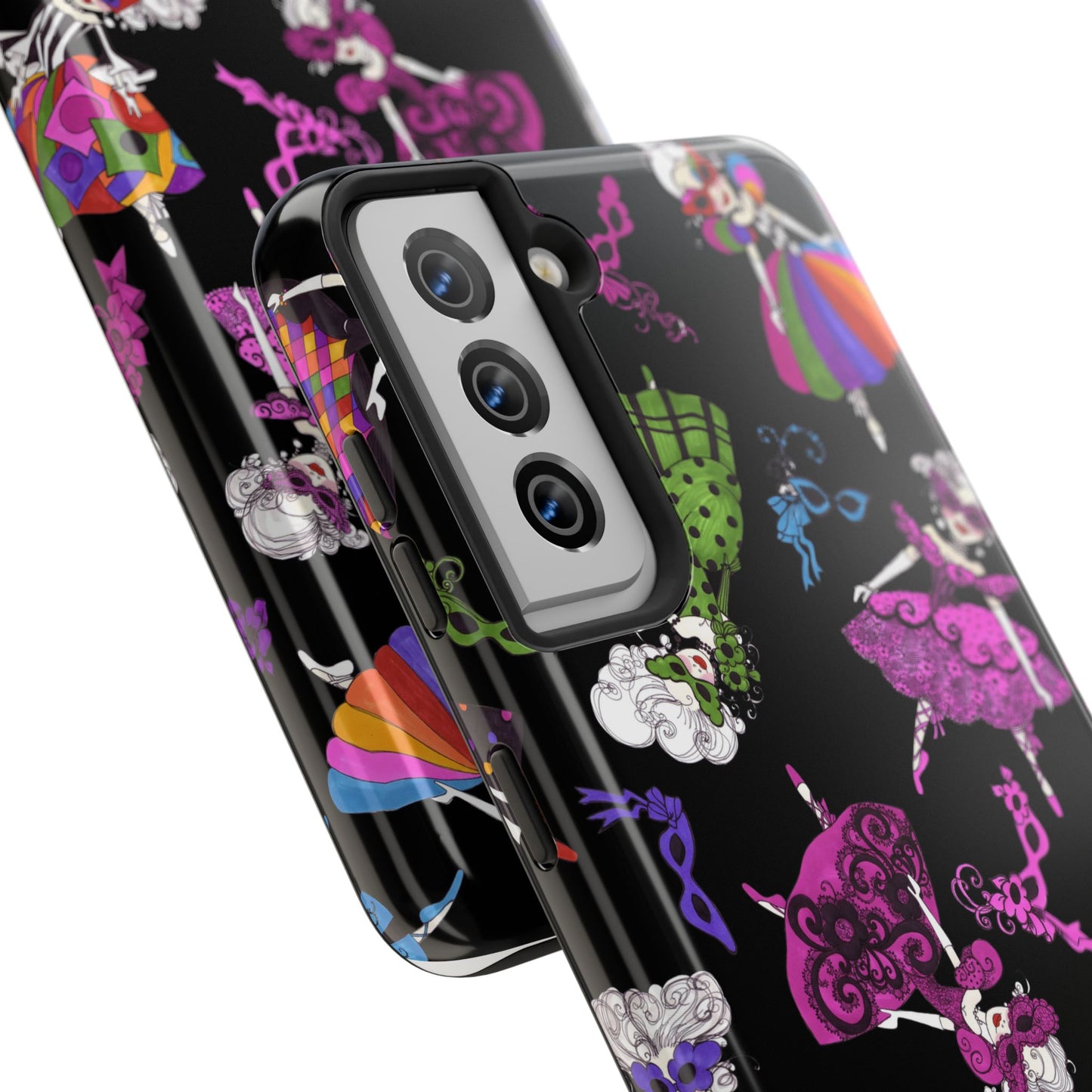 Tossed Masquerade Ladies Black Phone Case