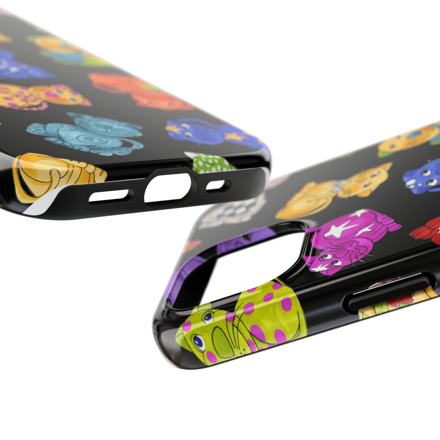 Tossed Happy Cats Black Phone Case