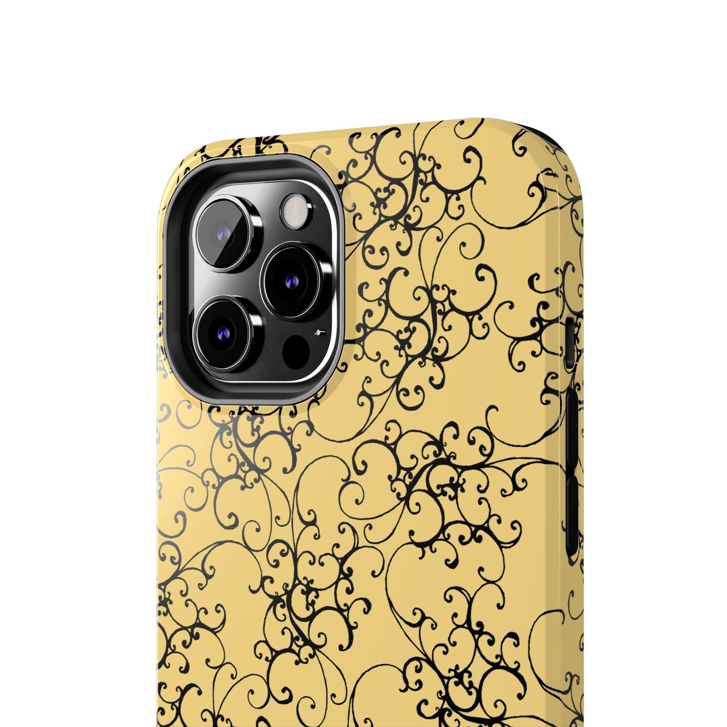 Elegant Scroll Yellow / Black Phone Case