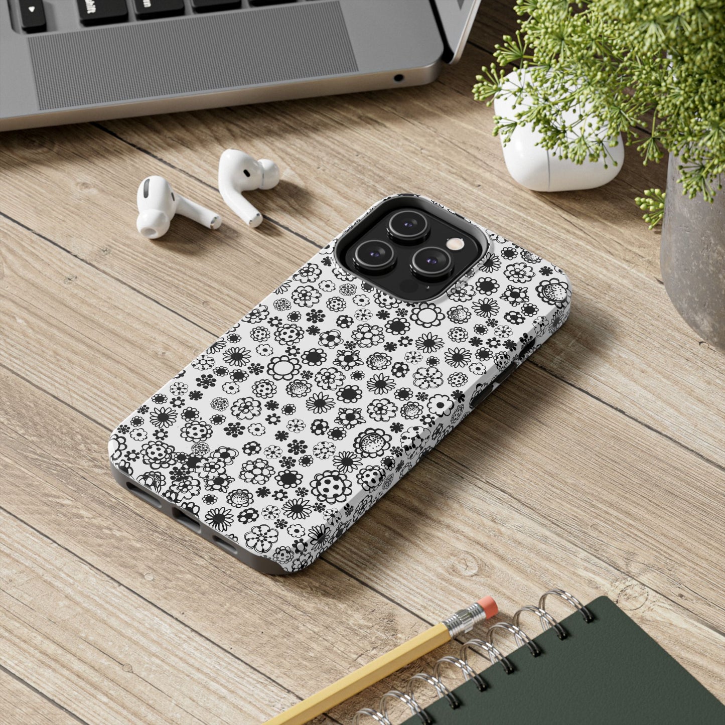 Posie Dots White / Black Phone Case