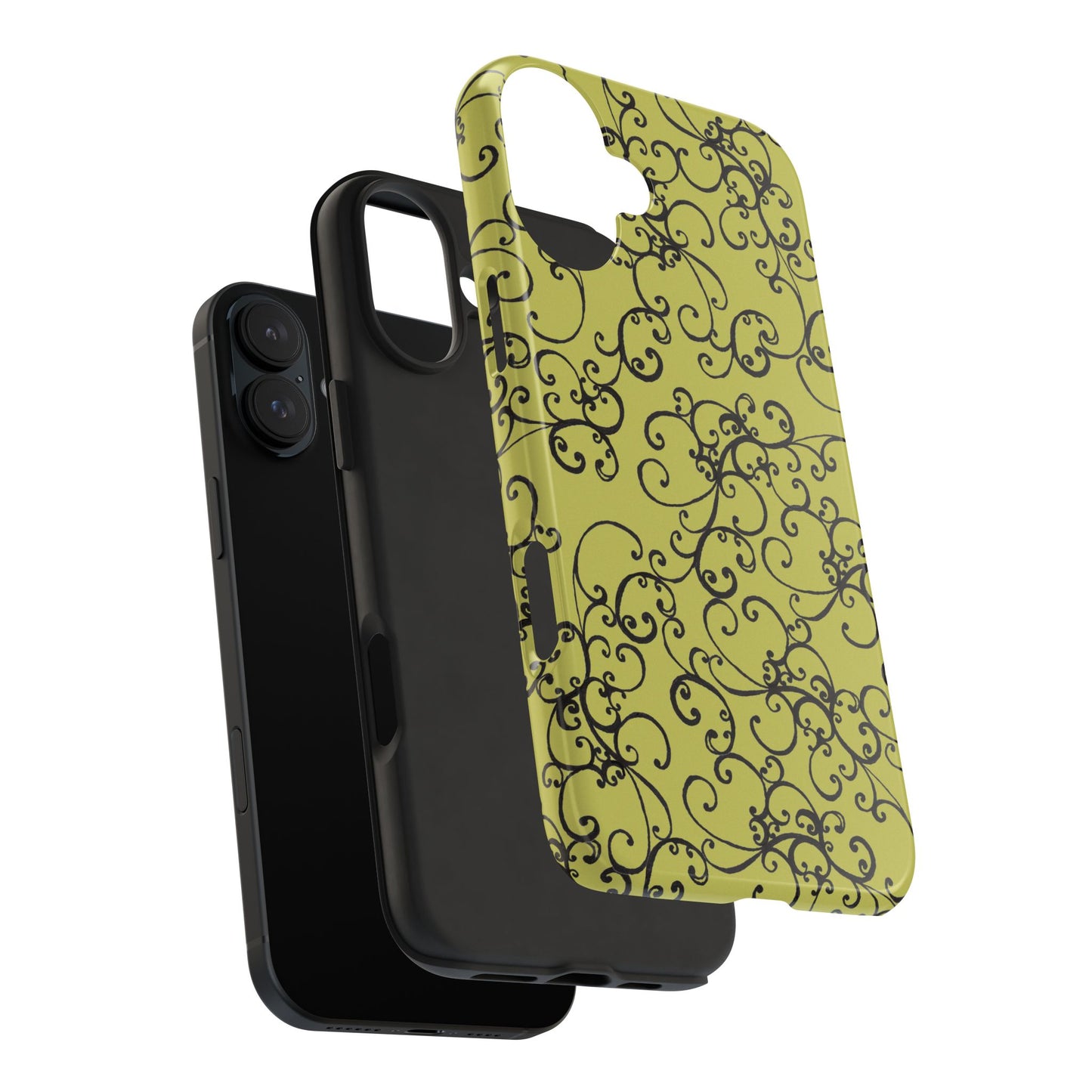 Elegant Scroll Green / Black Phone Case