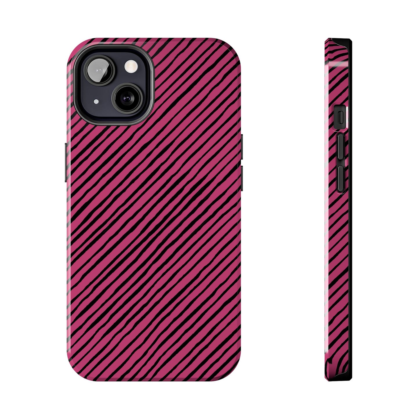Quirky Bias Stripe Magenta / Black Phone Case