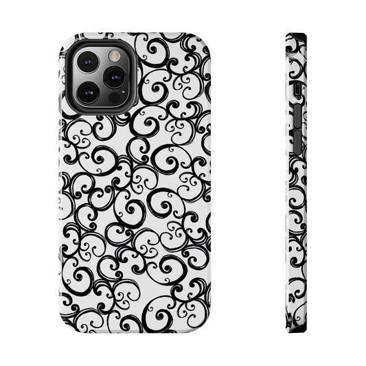 Curls White / Black Phone Case