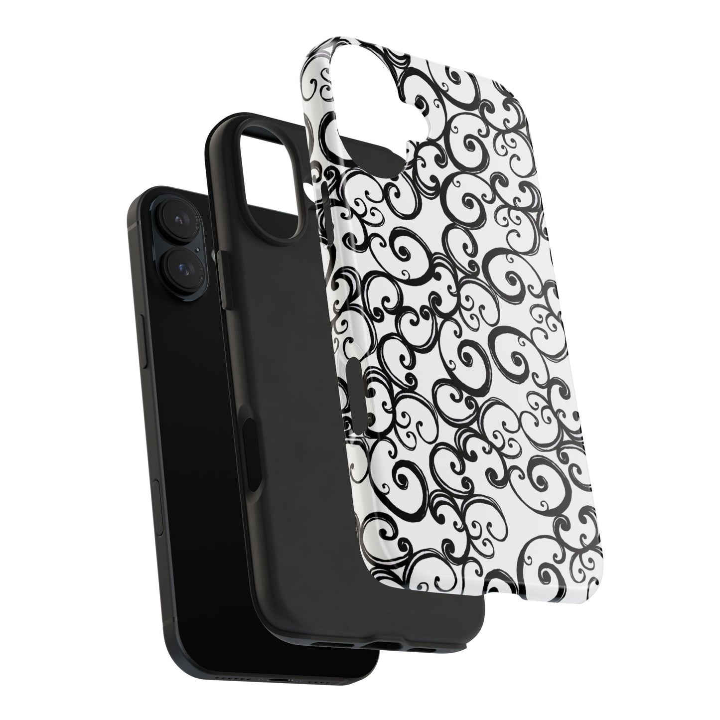 Curls White / Black Phone Case