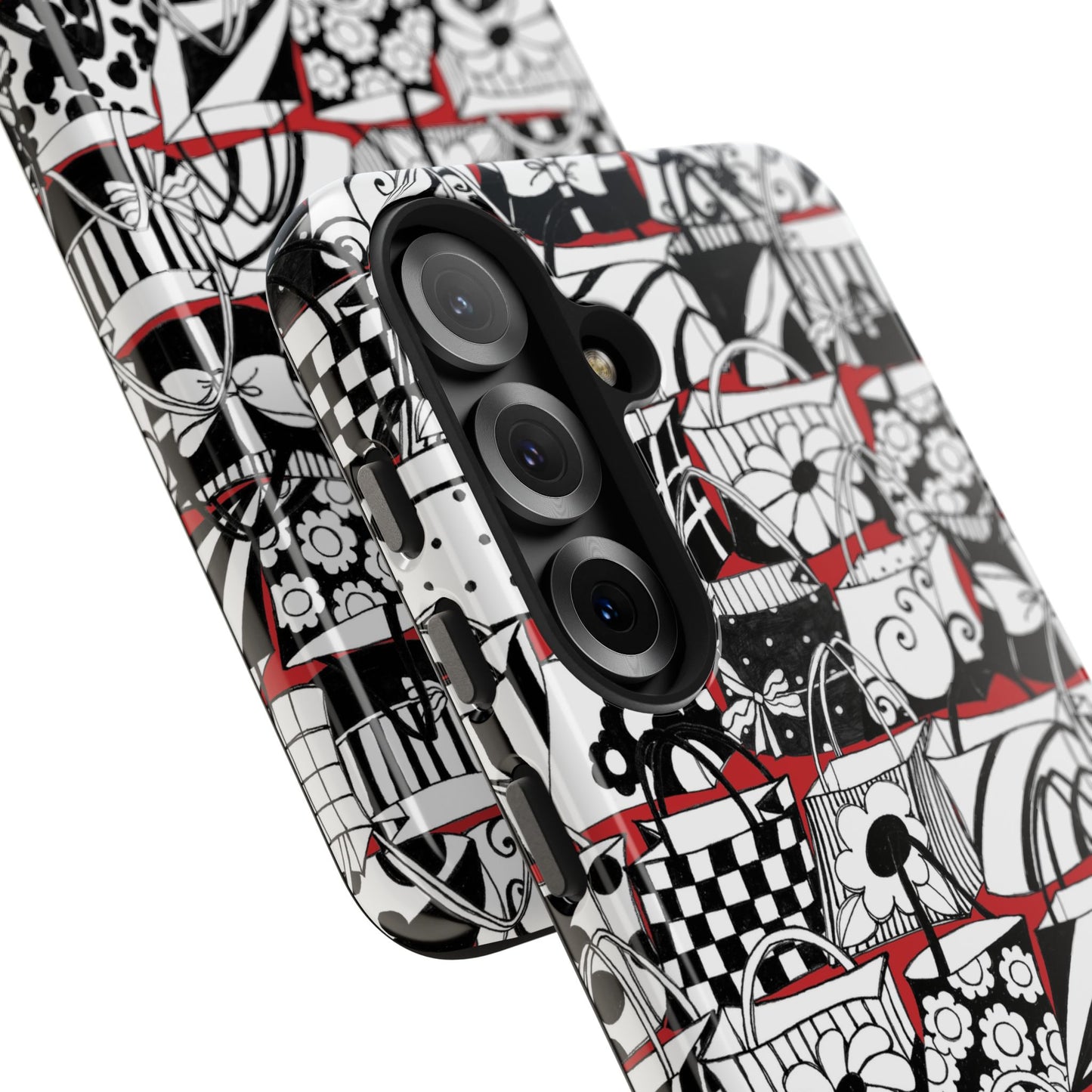 Totally Black, White & Red Phone Case