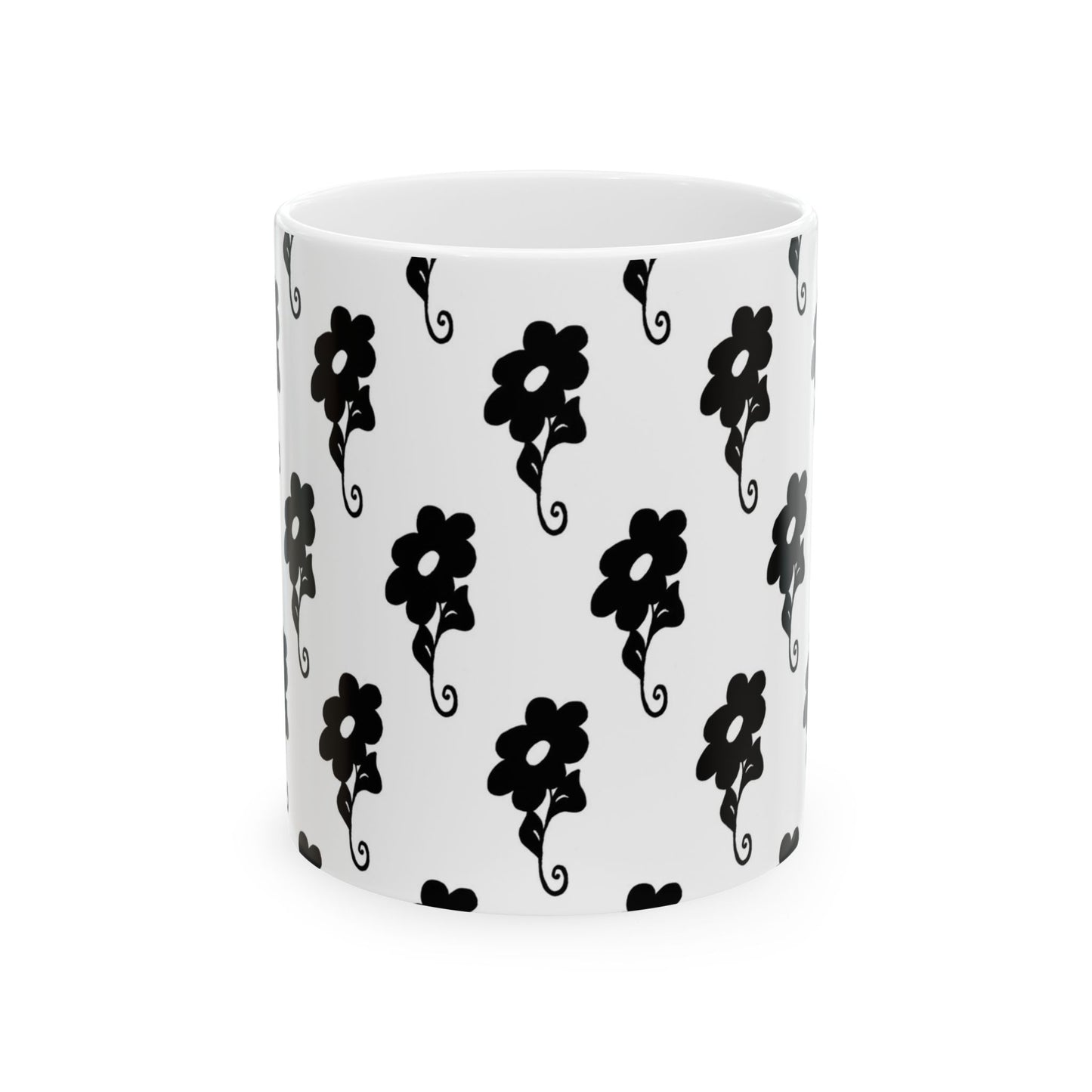 Flowers White / Black Cup