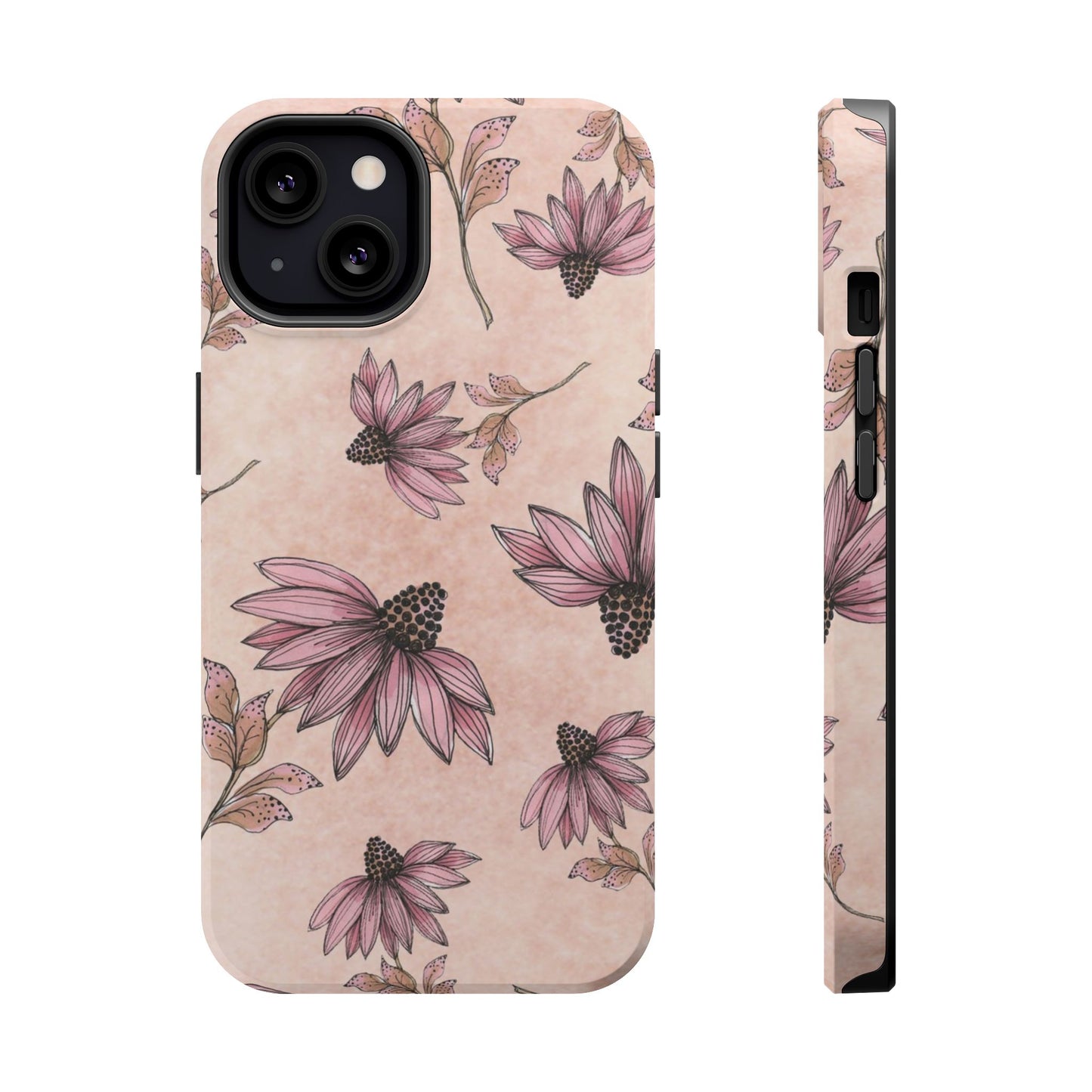 Wild Cone Flowers Pink Marble Phone Case