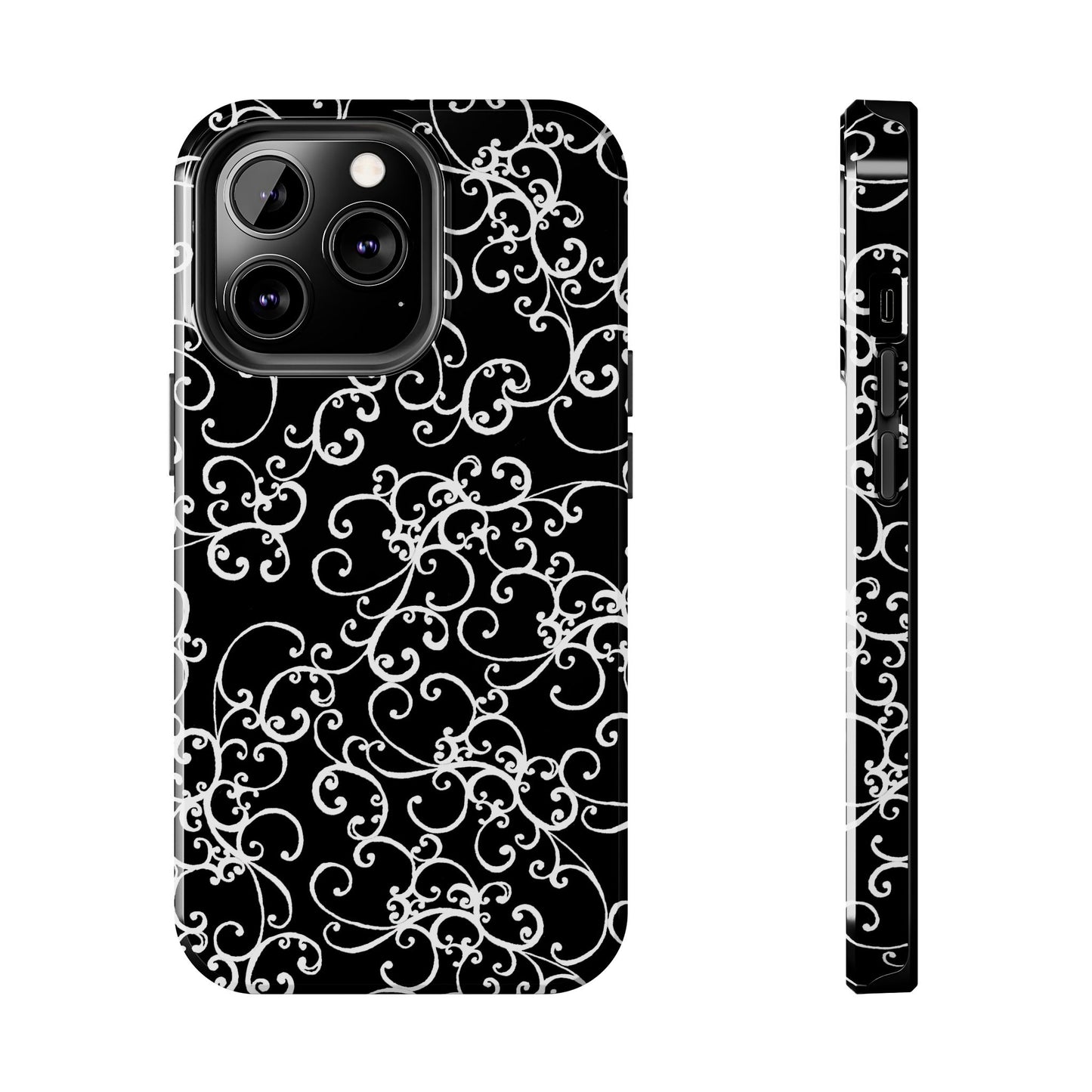Elegant Scroll Black / White Phone Case