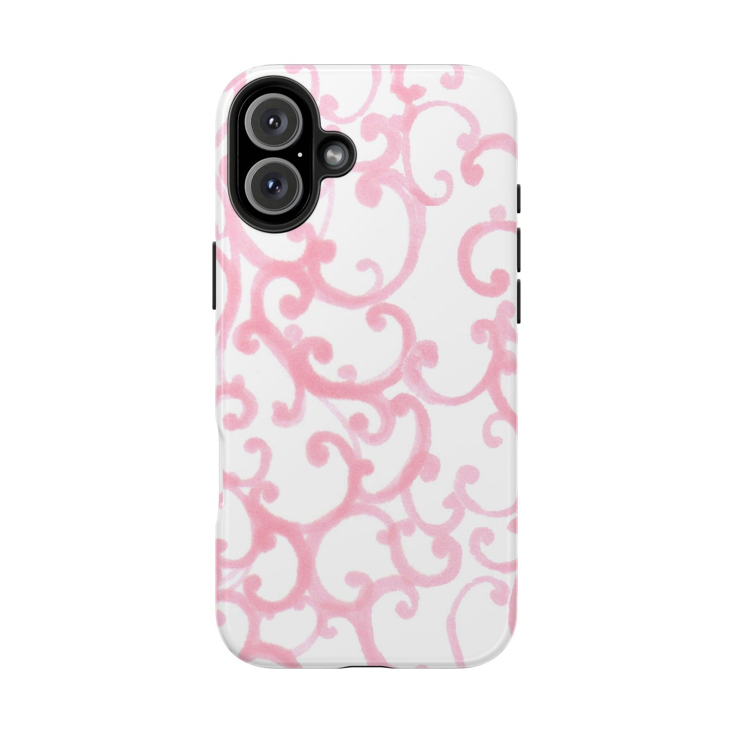 Scrollie White / Pink Phone Case