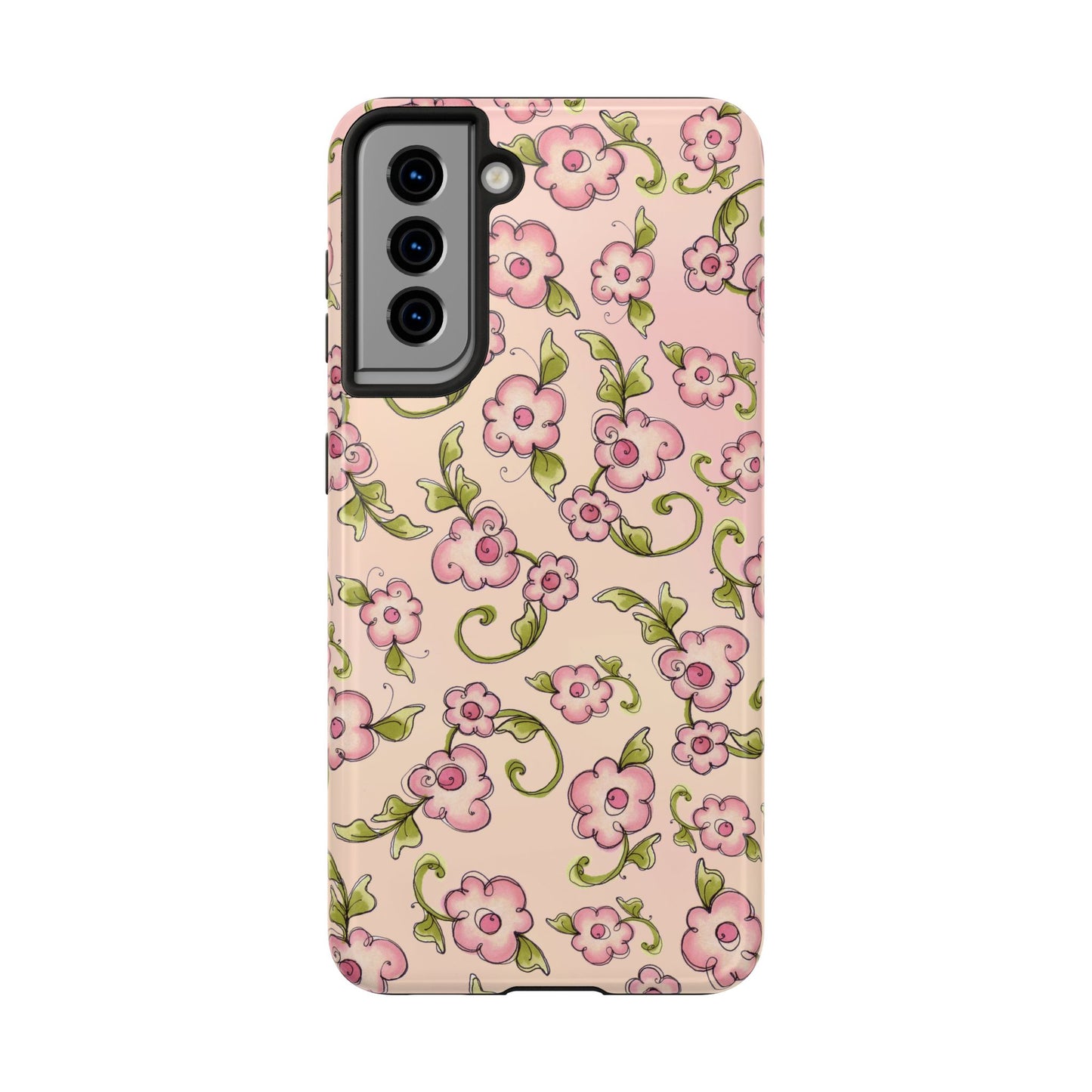 Scroll Daisies Peach / Peach Phone Case