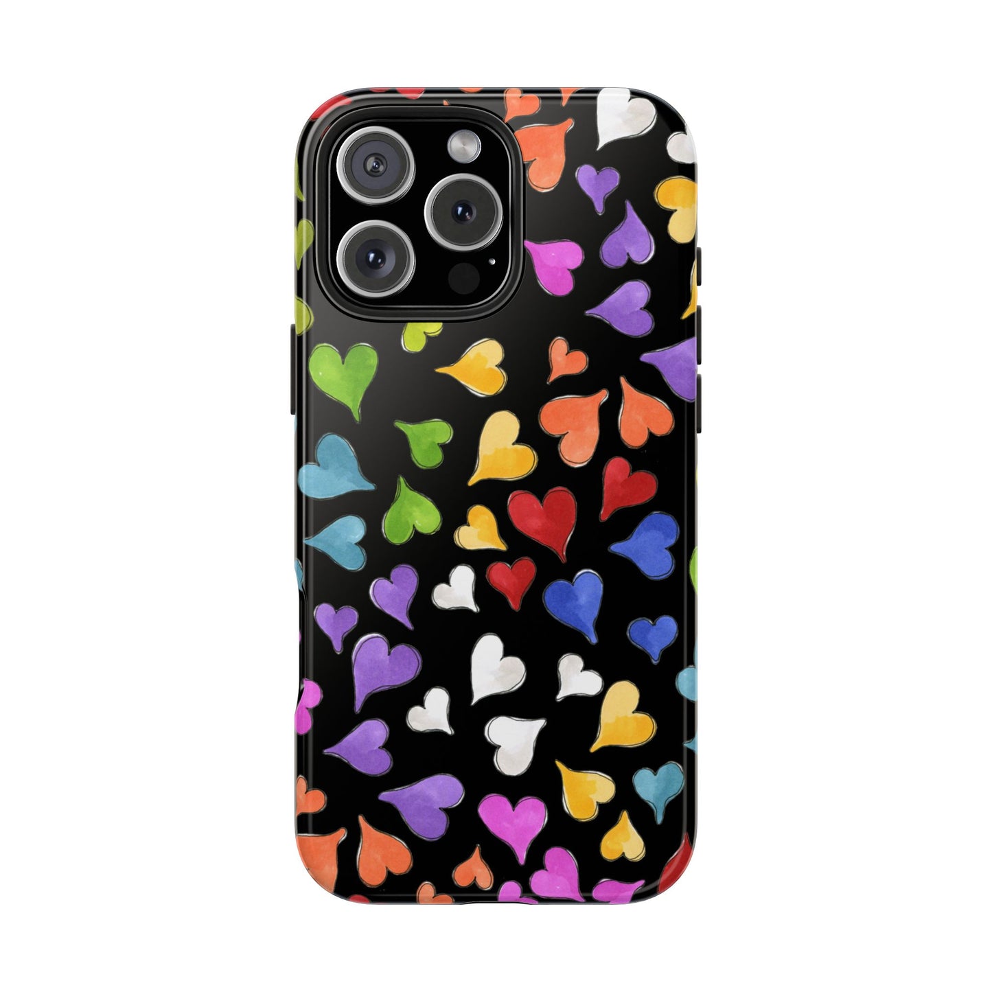 Happy Hearts Black Phone Case