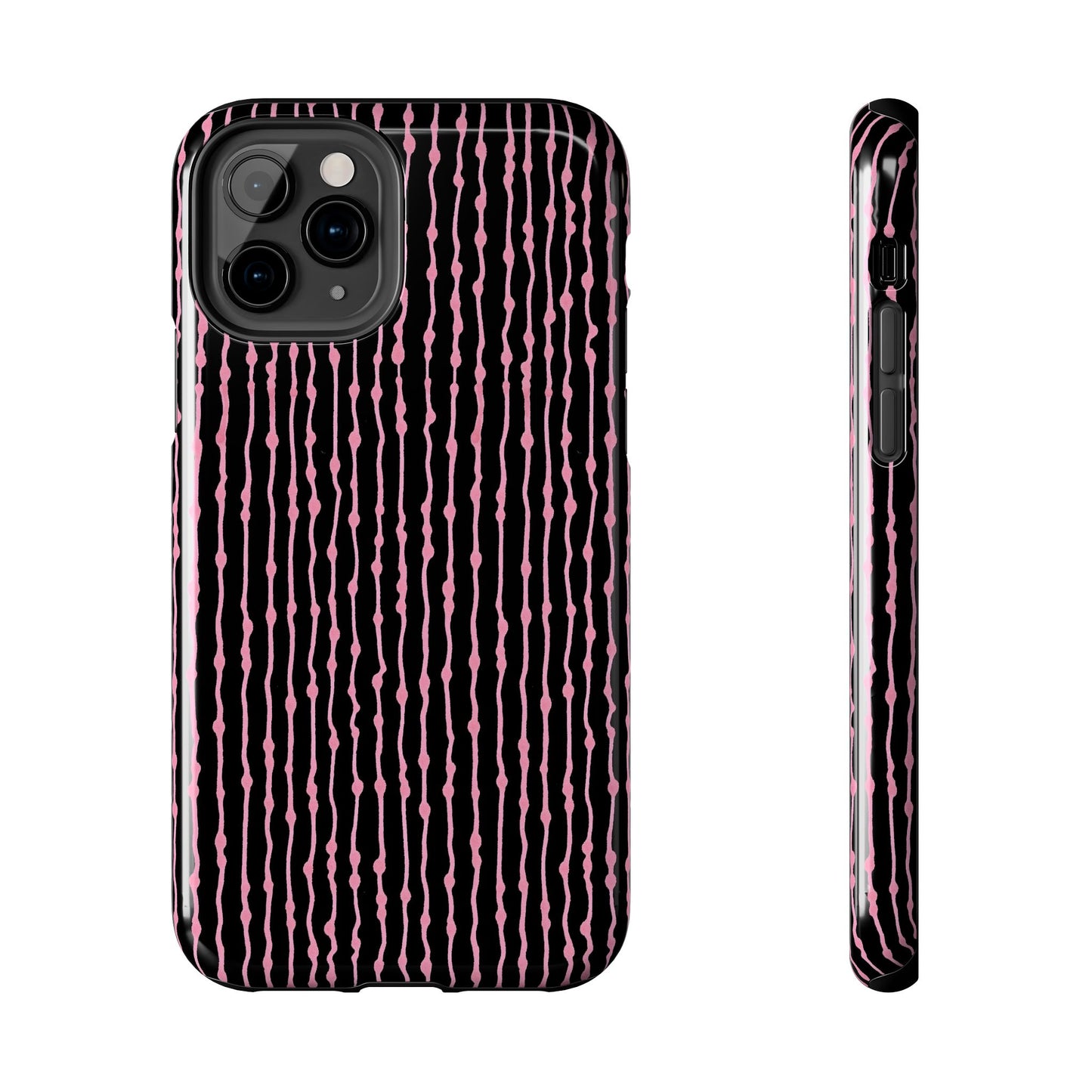 Faux Seersucker Black / Pink Phone Case