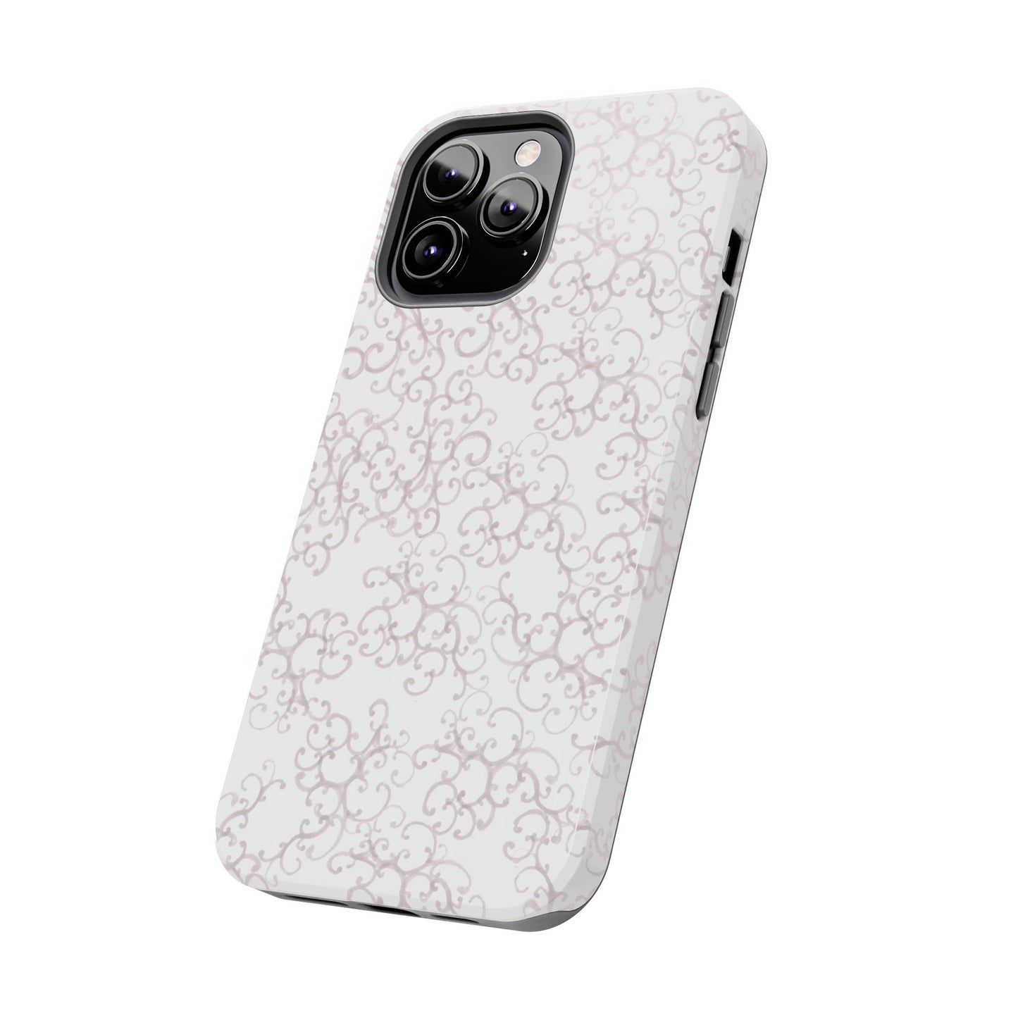 Scrollie White / Silver Phone Case