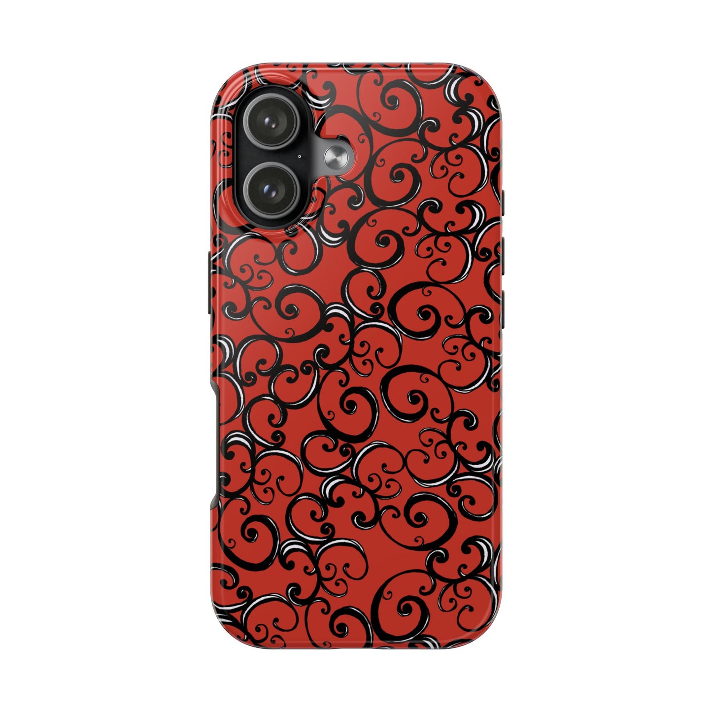 Curls Red / Black Phone Case