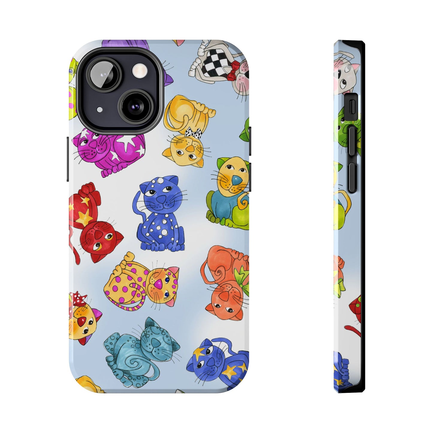 Tossed Happy Cats Blue Sky Phone Case