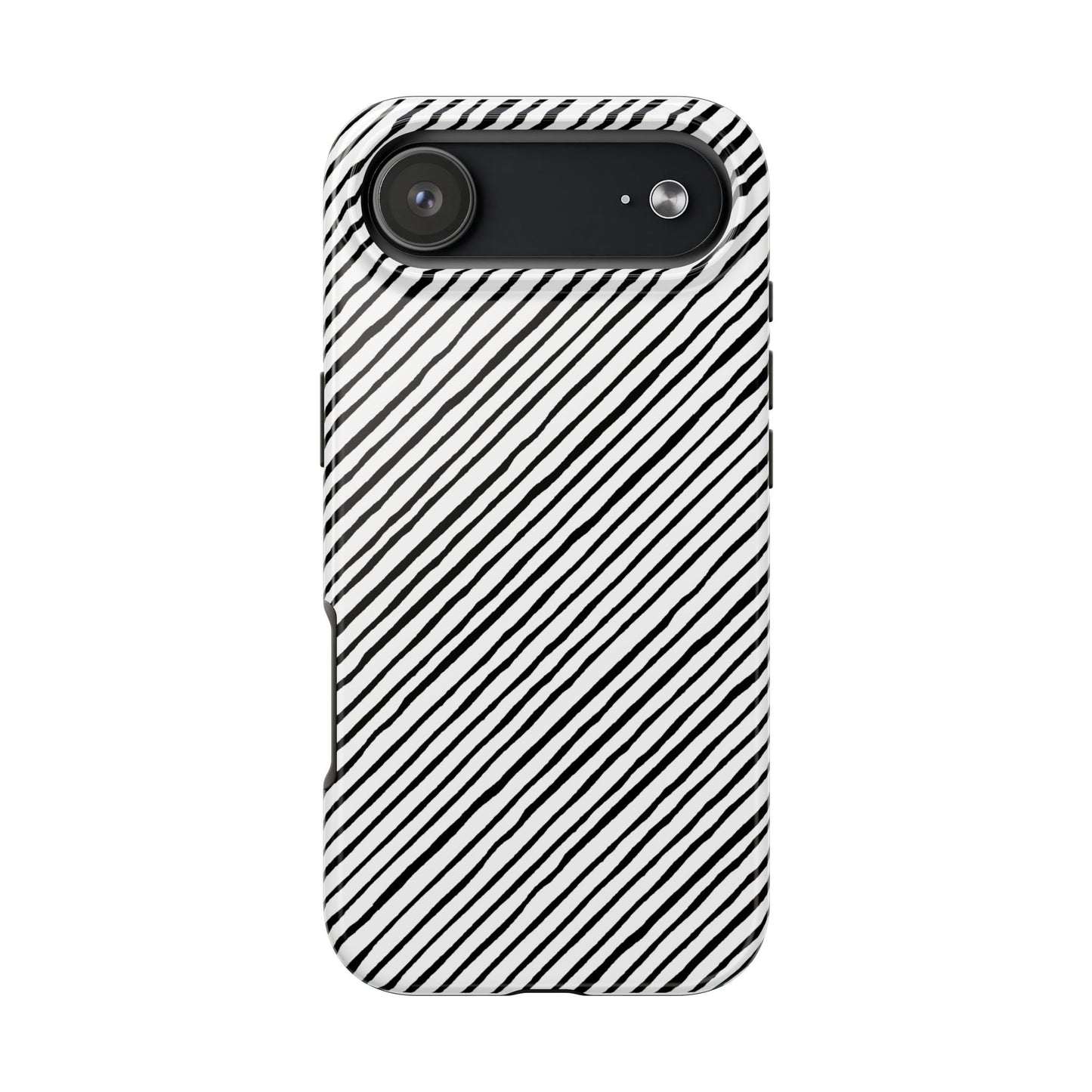 Quirky Bias Stripe White / Black Phone Case