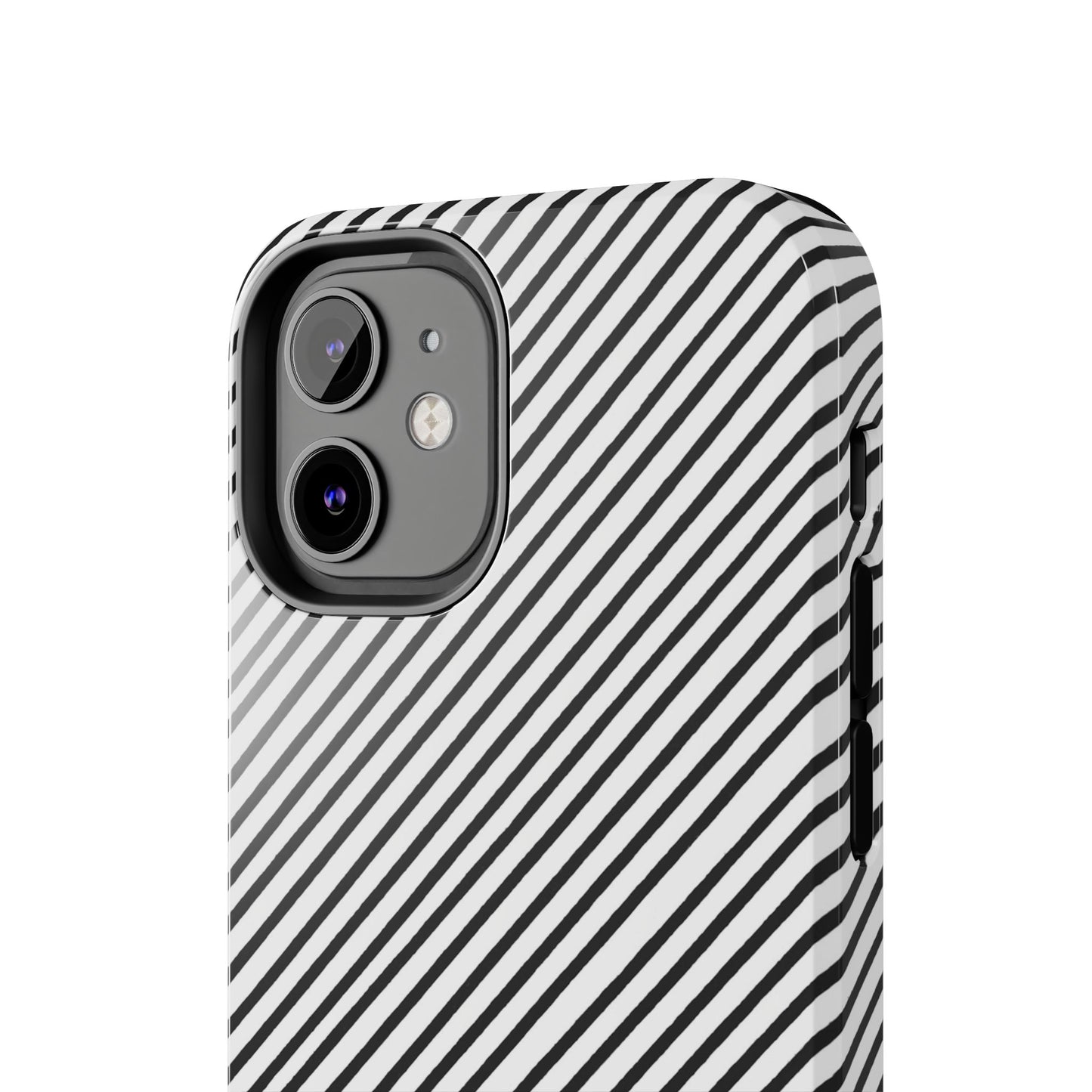 Diagonal Stripe White / Black Phone Case