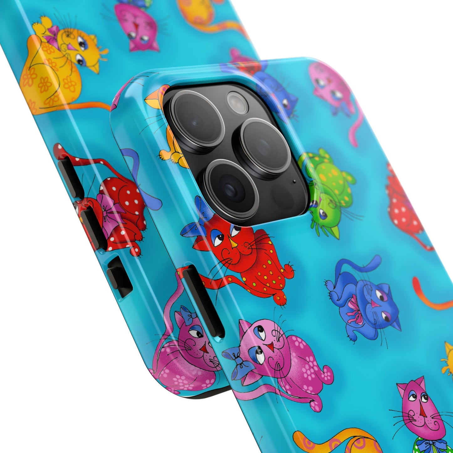 Tossed Cool Cats Turquoise Phone Case