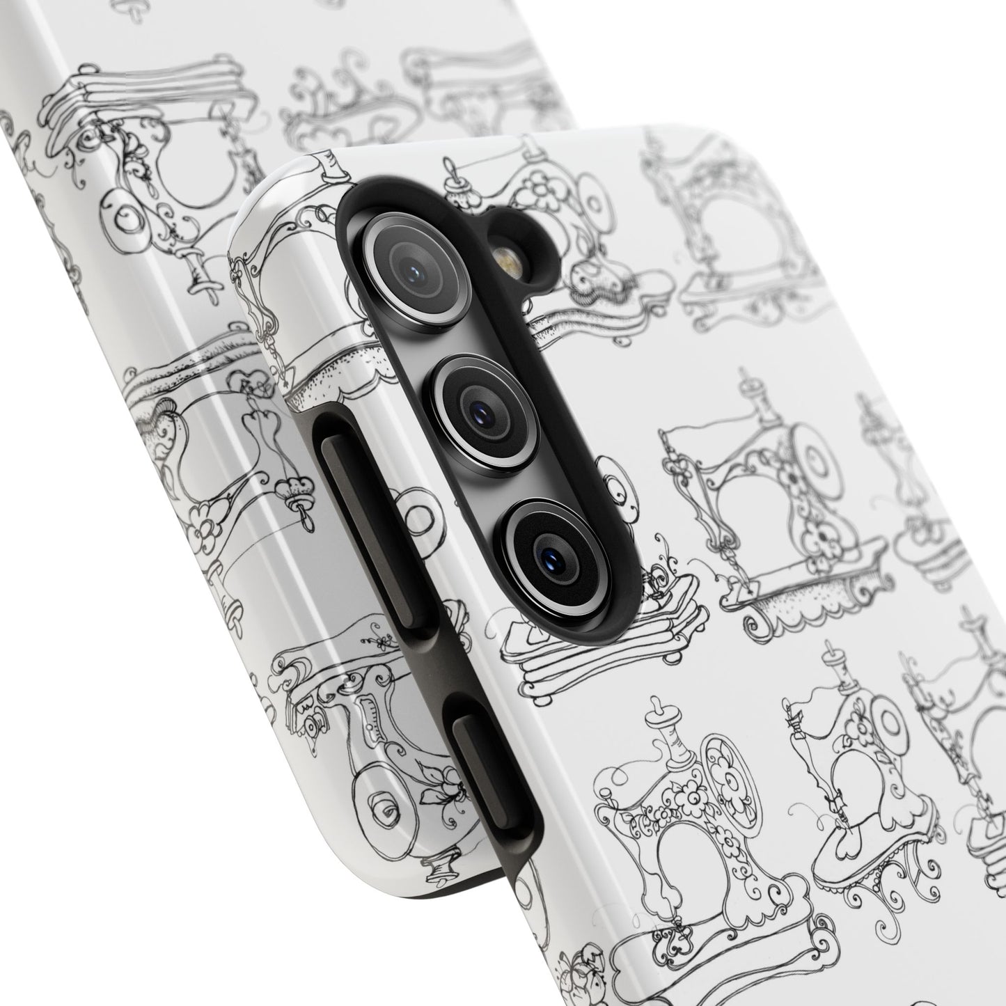 Sew Sew White / Black Phone Case